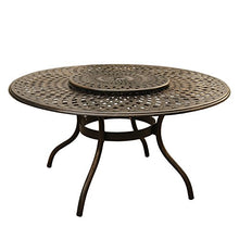 Oakland Living Contemporary Modern Outdoor Mesh Lattice Aluminum 59 inch Bronze Round Dining Set with Lazy Susan and Six Chairs