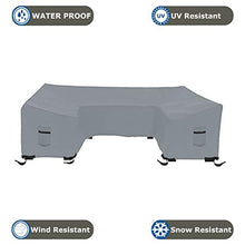 Patio U Shape Sofa Cover 18 Oz Waterproof - 100% UV & Weather Resistant Customize Outdoor Sofa Cover with Air Pockets and Drawstrap with Snug Fit (33" H x 150" W x 40" D, Grey)