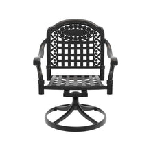 Cast Aluminum Patio Swivel Chair 6PCS With Black Frame and Blue Cushions
