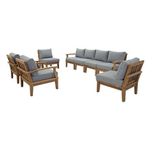 Modway EEI-1817-NAT-GRY-SET Marina Premium Grade A Teak Wood 8-Piece Outdoor Patio Furniture Set, Natural Gray