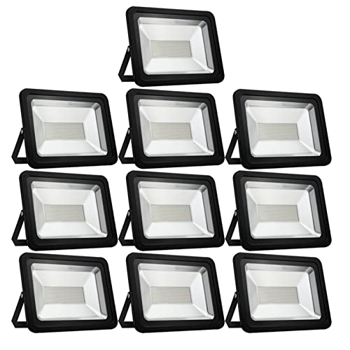 LED Flood Lights, 200W 3200K Warm White Outdoor Wall Lamp, 20000LM Waterproof Security Lightings, Warehouse Work Lights for Garden, Yard, Garage, Playground, Squares, 10 Pack