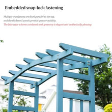 Garden Arbor with Planter Boxes & Double Gate, Blue Wooden Outdoor Wedding Arch for Climbing Plants Vine Vegetables Herbs, Climbing Plant Trellis Pergola, for Backyard Patio