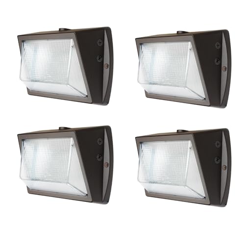 4-Pack LED Wall Pack Light with Dusk to Dawn Sensor, 80W/100W/120W, 3CCT Adjustable, 120-277V, IP65, 0-10V Dimmable, Outdoor LED Security Flood Lighting for Warehouse, Garage, ETL Listed