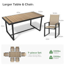 Jocoevol 7 Piece Patio Dining Set for 6, Outdoor Furniture Set Includes 67" Rectangle Patio Table and 6 Textilene Dining Chairs, Outdoor Table and Chairs for Outsides, Backyard, Garden and Poolside