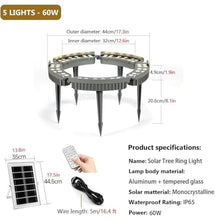 QICBYING Solar LED Tree Ring Lights, Outdoor Landscape Spotlight, Tree Hug Spotlight, IP65 Weatherproof Solar Powered Garden Lighting, for Palm, Orchard Trees, Yard Lighting(Yellow Light,60W)