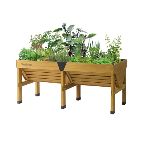 VegTrug Classic Raised Bed Cedar Wood Planter with Segmented Design, Natural, Medium 1.8m - V-Shaped Raised Garden Bed for Outdoor Gardening - Ergonomic Design for Balcony, Patio & Small Spaces