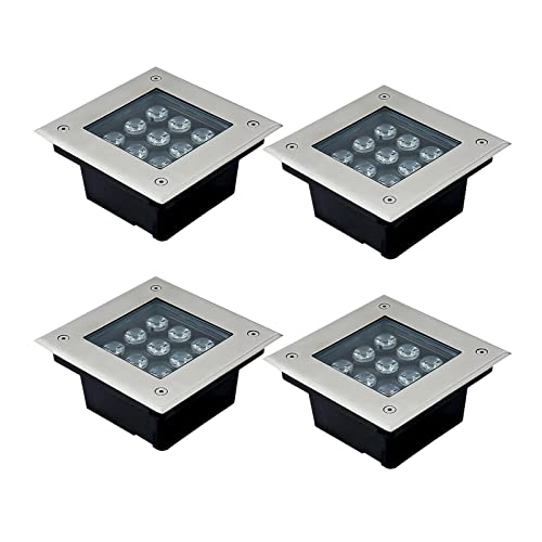 CHINLIFE LED Underground Path Light Square Outdoor Ground Light IP67 Waterproof AC85-265V Landscape Lighting for Piazza Garden Path Bridge Step Stair, Pack of 4 (Color : Warm White, Size : 12W)