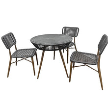 JKSVTF Outdoor Tables Chairs Outdoor Poly Garden Table & Chairs Set,Toughened Glass Round Table 3 Seater Chairs,Weatherproof Outdoor Patio Terrace