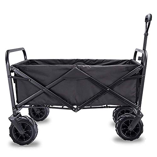 Camping Handcart, Garden Transport Trolley Folding Camping with Lining4-Wheel