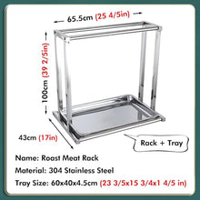 CUTPOIY Hanging Roasted Meat Display Rack 304 Stainless Steel, Sausage Drying Rack with Hooks for Smoked Pork/Roast Chicken Duck/Fish, Cooker Meats Roasting Stand, Height - 100cm (39 2/5")