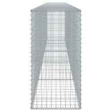 vidaXL Gabion Basket with Cover - Galvanized Iron Wire, Outdoor Cage, Retaining Wall, Privacy Screen, 196.9"x19.7"x39.4"
