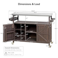 Trygoal 43.3“ Outdoor Grill Cart with Storage, Rolling Bar Cart, Dark Brown