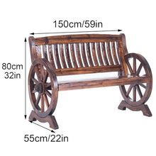 WXXSHGDW Outdoor Bench Wooden Wheel Bench, 2-3 Person Garden Benche Wagon Solid Wood Seat, Patio Bench Weather Resistance for Yard Lawn Entryway Deck (Size : 150cm/59in)