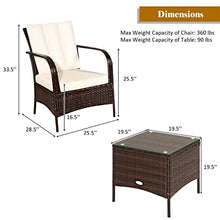 3 PCS Patio Rattan Furniture Set Coffee Table & 2 Rattan Chair with Cushions Comfortable and Breathable (Color : Black) (E)