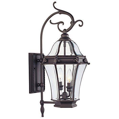 Livex Lighting 2621-07 Outdoor Wall Lantern with Clear Beveled Glass Shades, Bronze