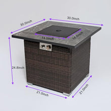 30 Inch Propane Gas Fire Pit Table with Ceramic Tile Top and Wicker Base for Patio Garden Deck Outdoor Gatherings