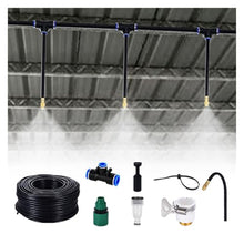 Industrial Sprinkler System Kit, 360° Adjustable Nozzles Spray Fogging System for Factory Workshop Cooling, Dust Control & Disinfection