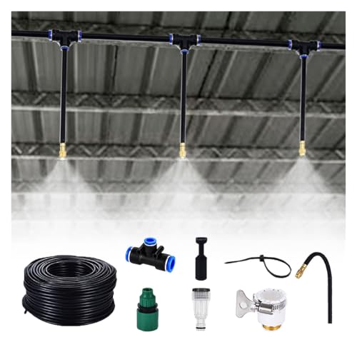 Industrial Sprinkler System Kit, 360° Adjustable Nozzles Spray Fogging System for Factory Workshop Cooling, Dust Control & Disinfection