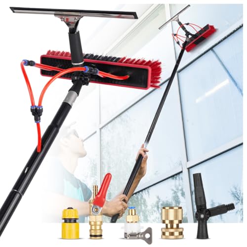 DHXIAMZ Extendable Solar Panel Cleaning Brush with Telescopic Pole35CM Head 3.6M LengthWater Powered Window Cleaner for RVs Trucks Boats Patios s
