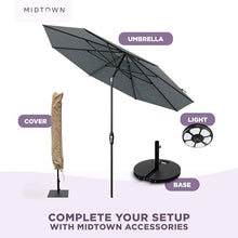 Midtown Umbrellas Swilt - 9 Ft Patio Umbrella, Cast Slate Canopy