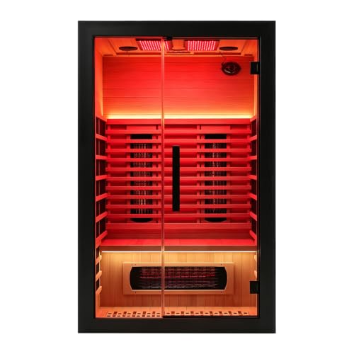 Gollense Infrared Sauna with 660 & 850nm Red Light Therapy, 2 Person, Black
