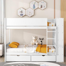 Brisca Full Over Full Bunk Bed with Storage Drawers and Cabinet White