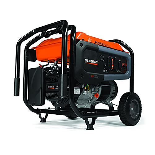Generac 7690 GP6500 6,500-Watt Gas-Powered Portable Generator - Powerrush Advanced Technology - Reliable Power for Emergencies and Recreation - 49-State Compliant