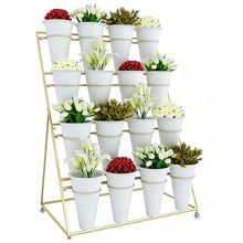 4-Tier Tall Plant Stand With Wheels, Heavy Duty Flower Cart With 16 Pcs