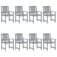 KUTYWEXFM 8 Piece Solid Acacia Wood Patio Chairs with Cushions Gray
