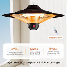 Outdoor Hanging Patio Heater, Electric Patio Heater with Adjustable Chain Length, Quiet, IP44 Waterproof, Ceiling Heater, for Home Use,Balcony,Courtyard, Black
