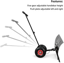 Snow Shovel with Wheels Heavy-Duty Wheeled Snow Shovel Adjustable Aluminum Alloy Handle Efficient Snow Removal Tool Suitable for Cleaning Lanes Roads Sidewalks Snow Pusher