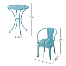 Merax Retro Bistro Table and Chairs Set of 2, Iron Round Table and 2 Chairs, 3 Piece Weather Resistant Patio Bistro Set for Outdoor Balcony Yard Porch Garden (Blue)