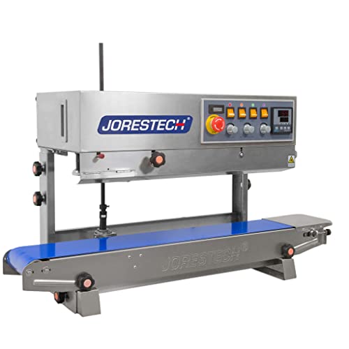 JORESTECH Continuous Plastic Bag Sealing Machine with Date Printer Stainless Steel E-CBS-800I