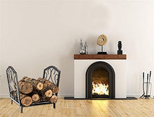 EliteBloom Black Small Compact Firewood Rack Brackets,Inside/Farmhouse Iron Finish Log Rack,Fireplacefirewood Holder,40 X 35 X 38 Cm