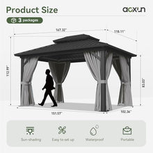 Aoxun Gazebo 10x14 Hardtop Gazebo with Double Galvanized Steel Roof, Gray