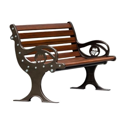 yinxx240708 Heavy-Duty Outdoor Benchs Iron Faux Wood Grain Resting Bench, Park Cast Aluminium Chair Outdoor Patio Long Back Seating Slatted Seat for Park, Yard & Porch(Large)