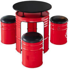 JOSOGO Coffee Restaurant Table and Chair Set, Creative Industrial Style Outdoor Oil Drum Multi-Functional Outdoor Lounge Table and Chair Set(K)