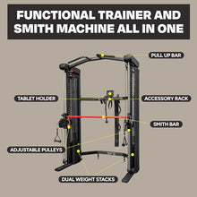 Inspire Fitness Home Gym Functional Trainer with Selectorized Smith Bar Black