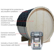 AMOCANE Outdoor Barrel Steam Sauna 2-4 Person, Canadian Spruce Wooden Saunas Room for Home, Traditional Backyard Spa with 4.5 KW TOULE Heater, Rocks, Bucket, Waterproof System (70.87”x 59.05”x 70.87”)