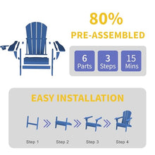 Kingdura Foldable Adirondack Chairs Set of 4, Portable HDPE All Weather Resistant Outdoor Patio Chair, Wooden Textured with Cup Holder, 380LBS Capacity for Poolside, Backyard, Fire Pit (Navy Blue)