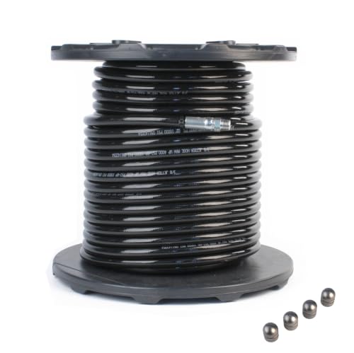 Sewer Jetter Hose & 4 Nozzles 3/8in.x 200ft. 4000 PSI & 4.8 Button Nose Thruster Flusher Monster & Degreaser Nozzles