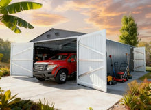 10x20 Outdoor Storage Shed, Extra Large Metal Garage Building, Heavy Duty Steel Car Shed with Side Door & Updated Frame Structure, Waterproof Carport for Car, Truck, Bike, Tool Storage, Dark Gray