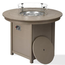 Costaelm 47" Modern Outdoor Patio Backyard Round Propane Counter Height Fire Pit Table (Rocks Not Included), Weathered Wood