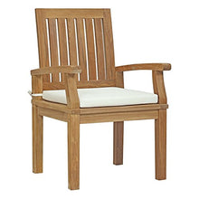 Modway EEI-3312-NAT-WHI-SET Marina 9 Piece Patio Teak Outdoor Dining Set in Natural White, Eight Folding Armchair/One Table,
