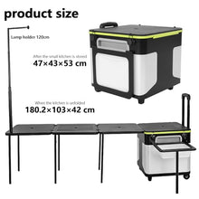 Outdoor Grill Cart Table with Wheels Portable Folding Camp Cook Station with Light Poles for Picnic Party Beach BBQ Cooking Indoor
