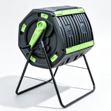 Dual Chamber Outdoor Compost Tumbler Bin with Large Lid