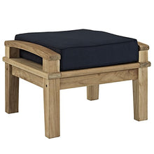 Modway Marina Premium Grade A Teak Wood 7-Piece Outdoor Patio Furniture Set in Natural Navy