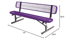 COATEDOUTDOORFURNITURE Bench, Purple, Expanded, 6Ft, with Back, Portable