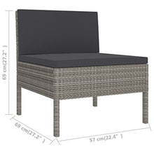 HEFZGDB 9 Piece Patio Lounge Set with Cushions Poly Rattan Gray Porch Furniture Patio Table and Chairs Set Outdoor Patio Set Suitable for Lawn, Garden, Poolside.