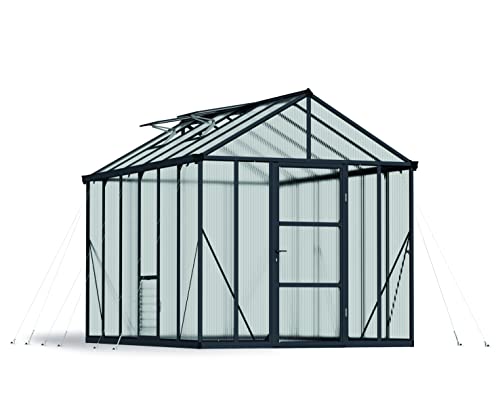 Palram Canopia Glory 8x12 Ft. Greenhouse Kit with Lockable Door and Vent Gray